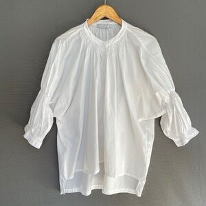 HARSHMAN FOR ANTHROPOLOGIE Large White 100% Cotton Oversized Button Front Blouse
